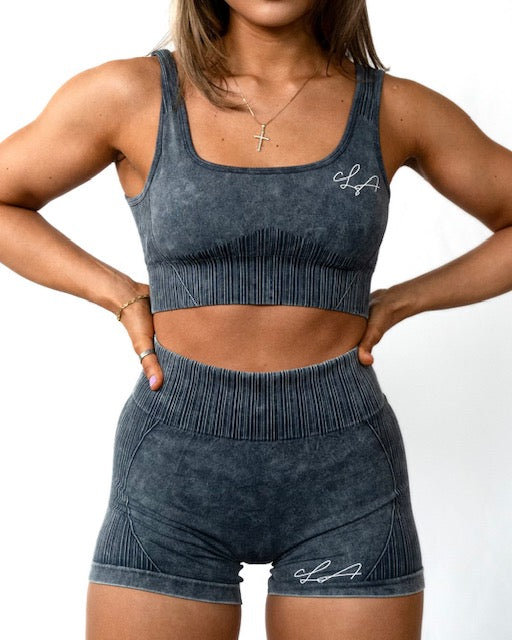 Lena Faded Blue Seamless Sports Bra