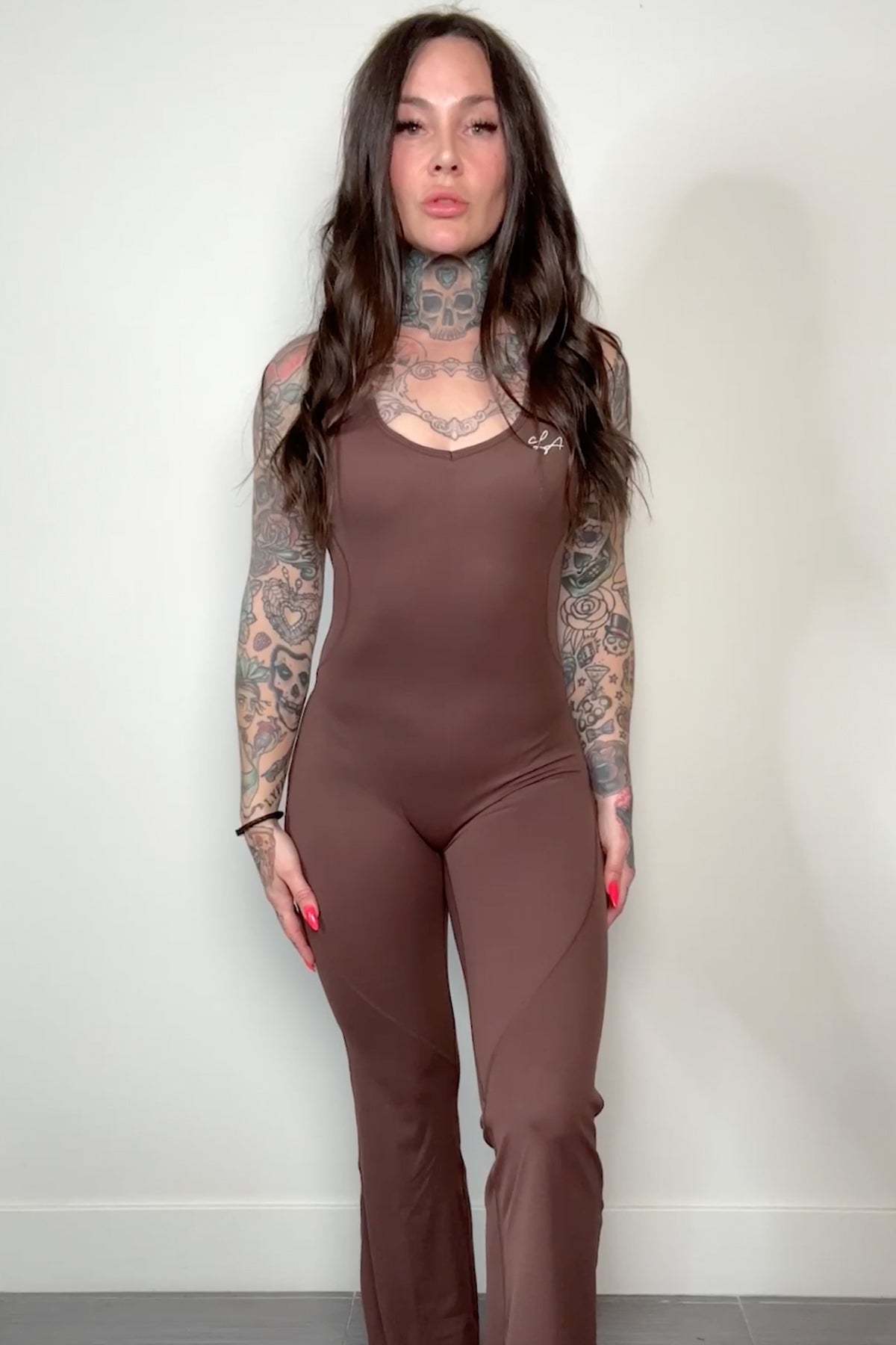Mocha Flare Open Back Jumpsuit