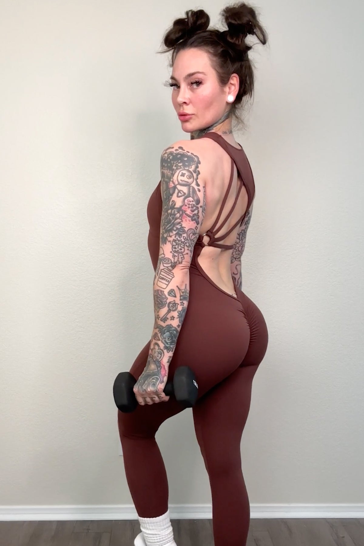 Mocha Ring Back Booty Scrunch Jumpsuit