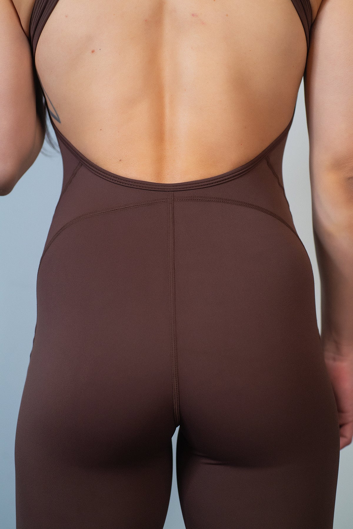 Mocha Flare Open Back Jumpsuit