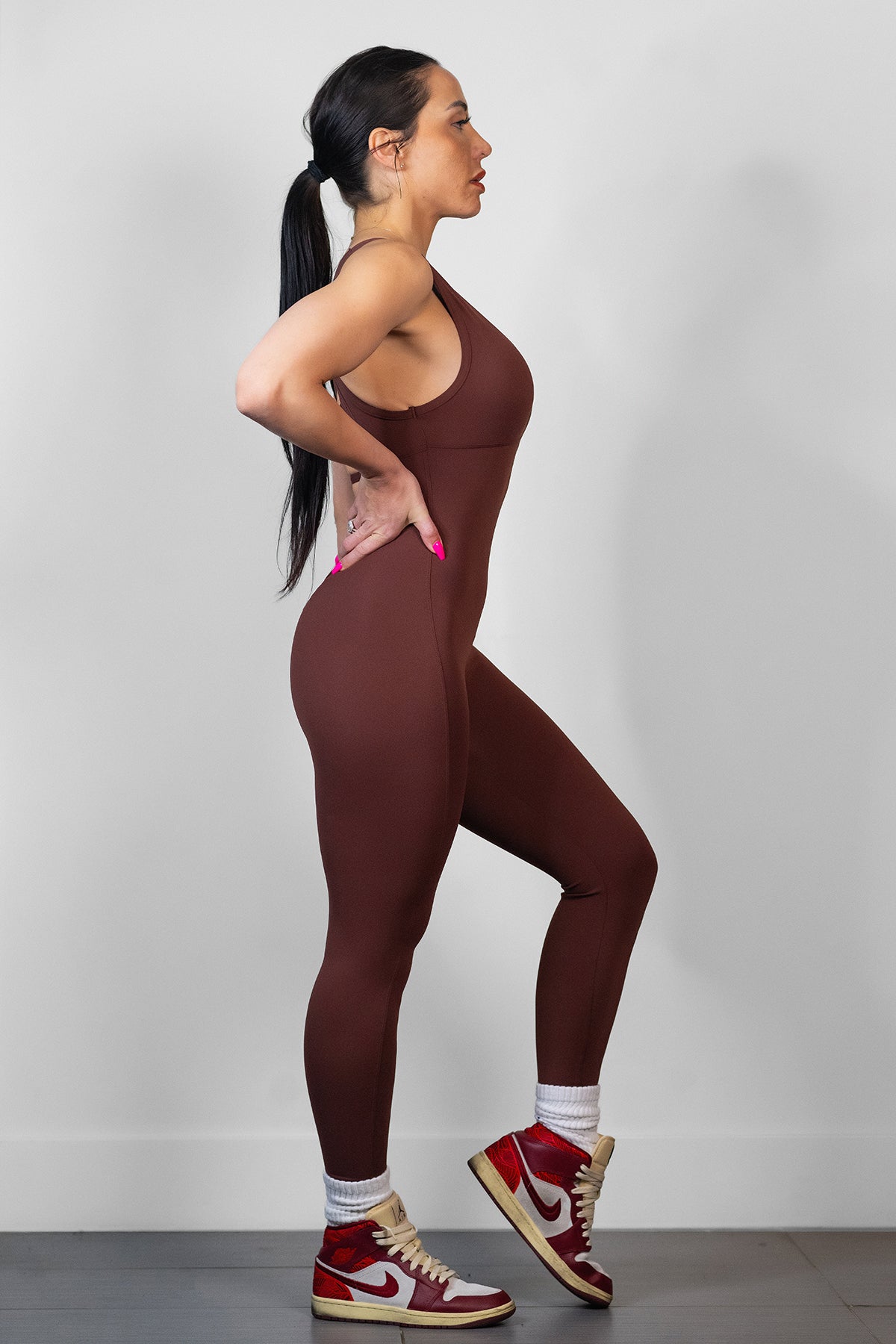Mocha Ring Back Booty Scrunch Jumpsuit
