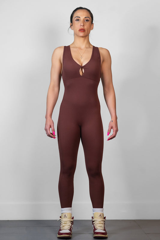 Mocha Ring Back Booty Scrunch Jumpsuit